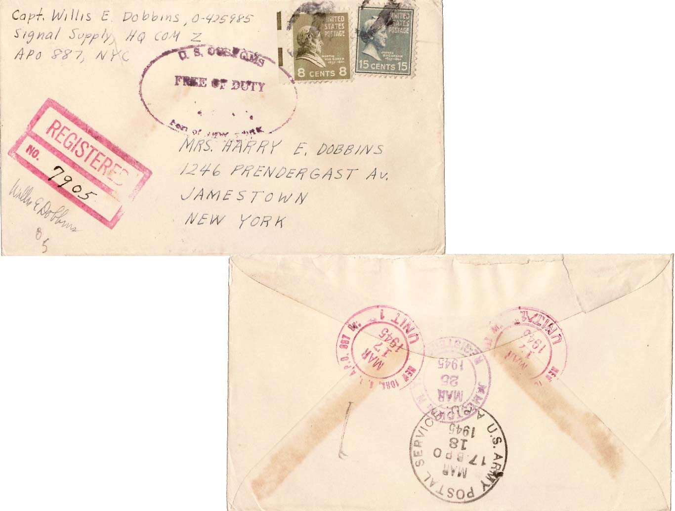 Lot AP450317N - U.S. A.P.O.'s  -  Jim Forte Postal History Sale List 2016