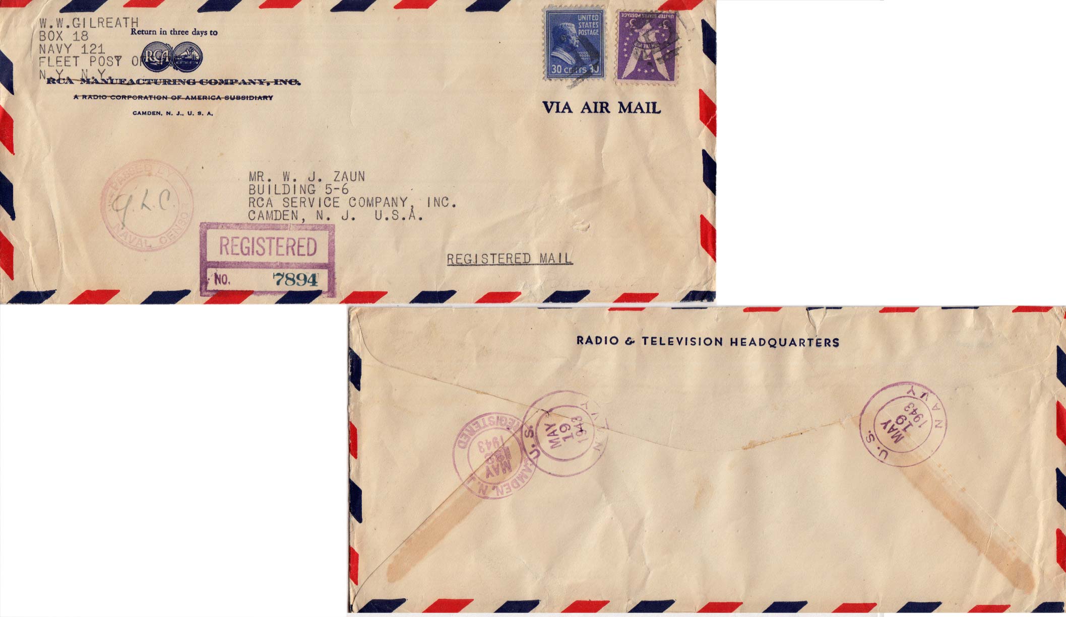 Lot FP430519ALS - U.S. Fleet Post Office  -  Jim Forte Postal History Sale List 2016