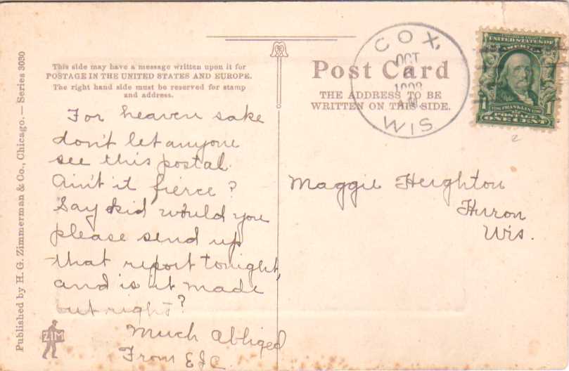 Lot WI081003 - Wisconsin  -  Jim Forte Postal History Sale List 2016