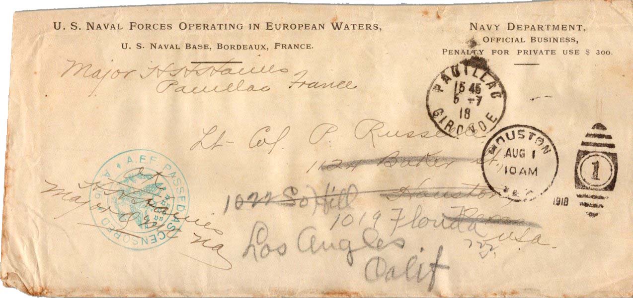 Lot WO180706 - U.S. A.E.F. World War I  -  Jim Forte Postal History Sale List 2016