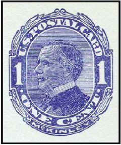 1c Blue McKinley Shaded Postal Card