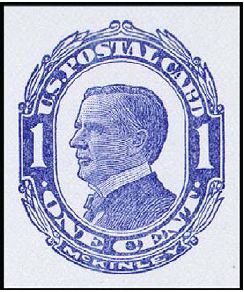 1c Blue McKinley Postal Card