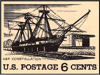 6c U.S.F. Constitution Tourism Postal Card